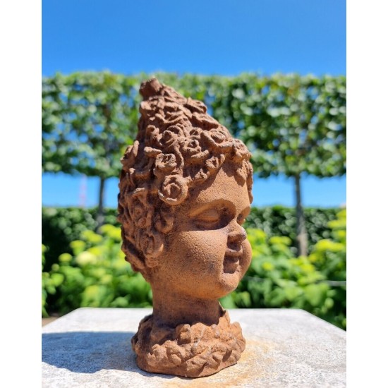 Cast Iron Garden Ornament - Forest Elf - Pixie of the Woods - Child's Head - Magical Garden Design