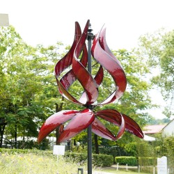 Christmas Cardinal Rose Metal Wind Spinner